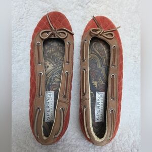 Sperry Red/Orange and Tan Flats Comfortable Loafers